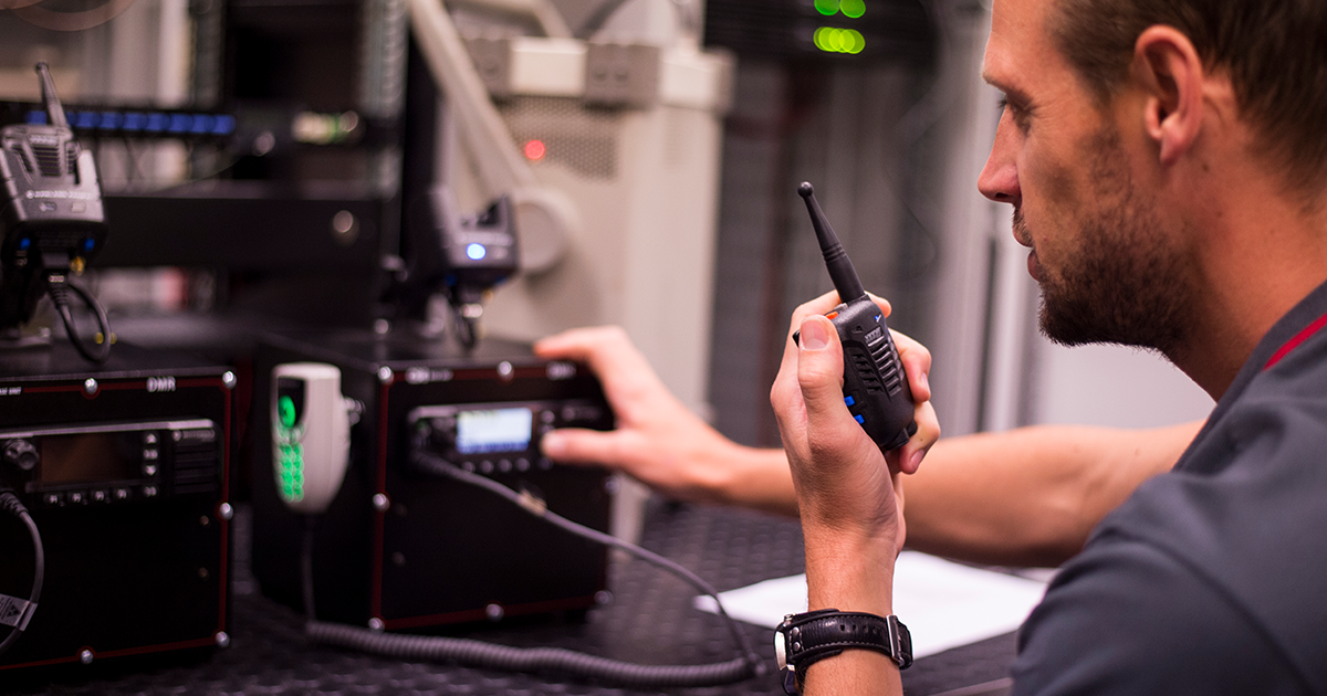 CSE Crosscom technician configures and tests an innovative two-way radio solution for a customer.