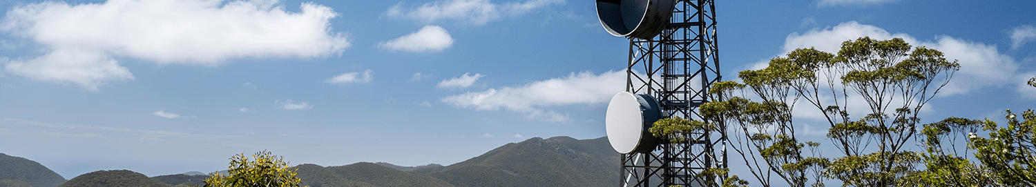 CSE Crosscom Microwave Tower against the New Zealand landscape. 